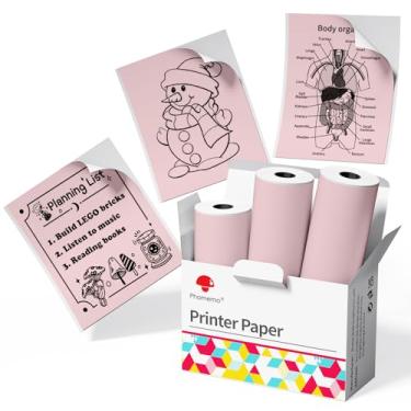 Imagem de Phomemo Papel térmico autoadesivo rosa, papel adesivo brilhante para impressão Phomemo T02/M02X/M02L/Y02C/Q02 miniimpressora, 50 mm x 3,5 m, diâmetro 28 mm, 3 rolos, tempo de imagem 20 anos