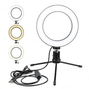 Imagem de Ring Light De Mesa Iluminador De Led Tripé 6 Polegadas 16Cm - Canal Da