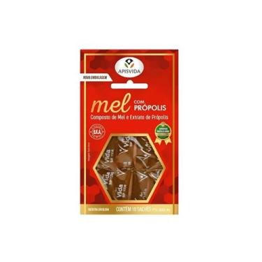 Imagem de Mel Com Própolis Sachê Cartela 40g Apis Vida 