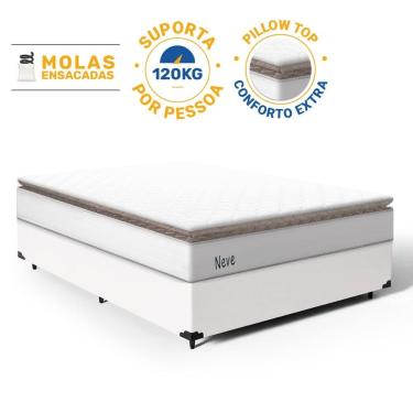 Imagem de Cama Box com Colchão de Molas Ensacadas Pillow Top Neve Casal 138cm