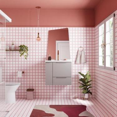 Imagem de Gabinete de Banheiro Montado em Aço Cinza 60cm com Lavatório Caqui Coz