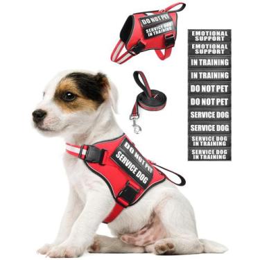 Imagem de Conjunto de colete e coleira para cães MOOGROU para cães de serviço Re