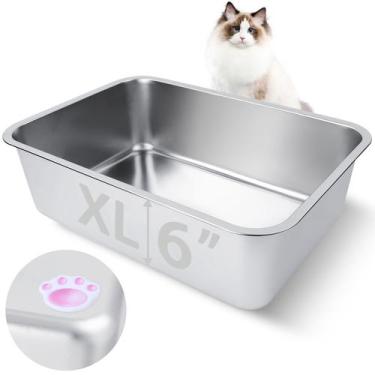 Imagem de Caixa de areia para gatos HNeekyr em aço inoxidável para gatos adultos