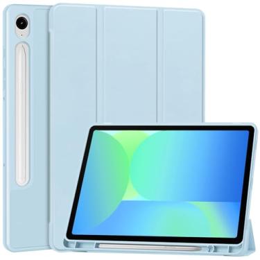 Imagem de Capa fina compatível com tablet Samsung Galaxy TAB S10FE / S9FE, capa fina de TPU com suporte para lápis e capa à prova de choque(Light Blue)