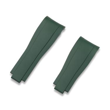 Imagem de Crafter Blue Pulseira de borracha RS01 com extremidade curva compatível com Rolex Submariner, Explorer, Explorer II, GMT Master, GMT Master II, Daytona e Yachtmaster, Verde, 4 Links by 5 Links