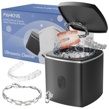 Imagem de Limpador de dentadura ultrassônico, limpador ultrassônico de joias de 43 kHz para retentor, protetor bucal, alinhador, suspensório, cabeça de escova de dentes, máquina de limpeza profissional portátil de 200 ml para relógio, chupeta, cabeça de barbeador