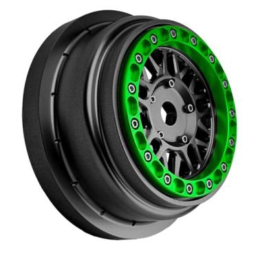 Imagem de BeaxTurbo Racing Upgrade Parts CNC Aluminum Bead Lock Wheel for Losi Super Baja rey2.0 1/6 1pcs Black (Black-Green)