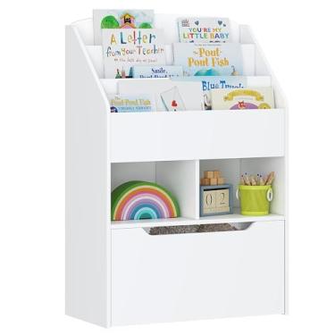 Imagem de Organizador de livros e brinquedos para crianças da UTEX, organizador de brinquedos infantis, armário de armazenamento infantil com suporte para livros e caixa para meninos