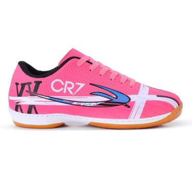 Imagem de Chuteira Futsal Cr7 Preta Leve e Confortável para Quadra e Salão  Sola