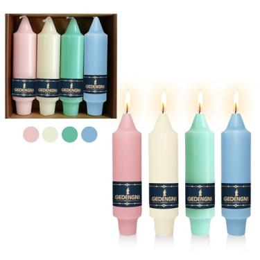 Imagem de Castiçais cônicos coloridos sem gotejamento - Gedengni 4 peças velas sem cheiro velas curtas 12,7 cm velas afuniladas para festa em casa, casamento, restaurante, decoração de férias, 7D-PGWB