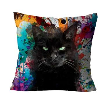 Imagem de Capa Para Almofada 45x45 Mdecore Gato Cachorro Pets