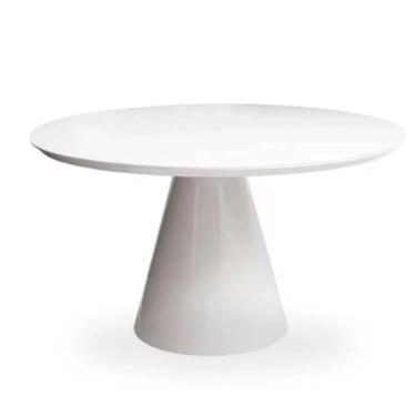 Imagem de Mesa De Jantar Cone 100 Cm Tampo De Vidro Laca Branca Branco
