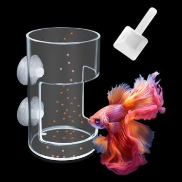 Imagem de Alimentador de ração de peixe com ventosa para aquário, anel de alimentação automático de acrílico com 1 colher, alimentador de aquário redondo transparente anel de alimentação de camarão para