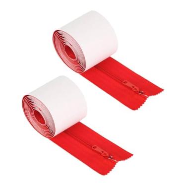 Imagem de UGPLM 2 Roll Door Zipper Barreira zíperes de nylon zíperes duplos protetor de poeira self sticky para tela de lona de chapas internas externas, Vermelho