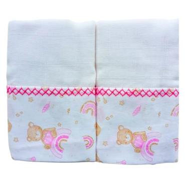 Imagem de Toalha fralda bebe maternidade amamentação pano de ombro e Banho 100% algodão 2 un menina menino (Ursa Bear Rosa)