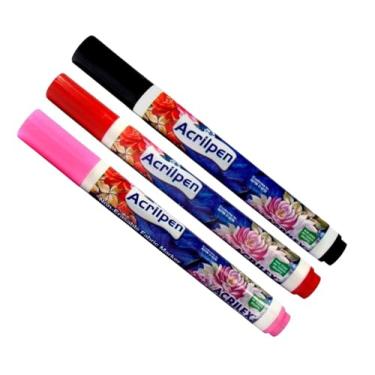 Imagem de Kit com 3 Canetas Para Tecido Acrilex Acrilpen – Permanente e Personalização Perfeita Para Artistas, Artesãos, Professores, Profissionais De Customização E Entusiastas Do Faça Você Mesmo