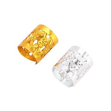 Imagem de Berços de Trança de Cabelo Ajustáveis ​​punhos para Dreadlocks e Perucas 100pcs - Ferramenta de Decoração de Cabelo Flexível e Colorida Com Padrões Requintados Em Ouro e Prata (Ouro e prata misturados)