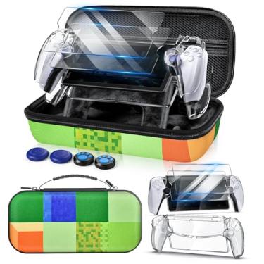 Imagem de Auarte 12 in 1 Accessories Set for Playstation Portal Remote Player, Hard Carrying Case for PS Portal with Clear Skin Case for PS5 Portal, 2 Screen Protector with 4 Thumb Grip, World Green