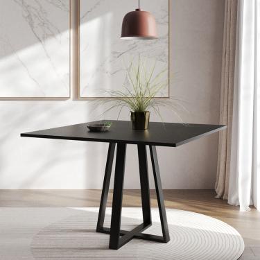 Imagem de Mesa De Jantar Mônaco 110Cm Tampo Preto Pés Preto - Preto