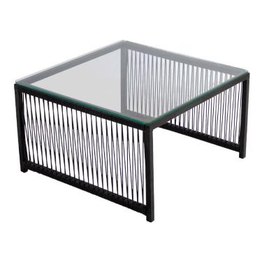 Imagem de Mesa De Centro Quadrada Com Tampo De Vidro Santiago Preto