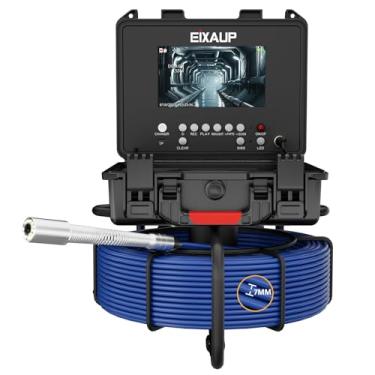 Imagem de EIXAUP Câmera De Esgoto Autonivelante Com Contador Distância, 60 M/200 Pés, Cabo 7 Mm Mais Grosso, Monitor Ips 1080P 7", 12 Luzes Ajustáveis, Dvr Inspeção Tubulação Ip68 E Cartão 32 Gb