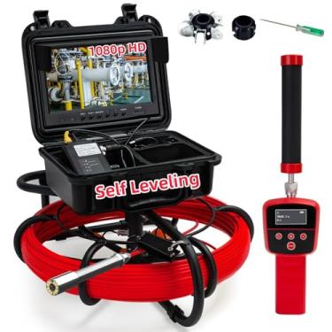 Imagem de SYANSPAN Câmera De Esgoto Autonivelante, Inspeção, Endoscópio Dvr Hd 9'' Com Luz, Boroscópio Localizador 512 Hz, Dreno À Prova D'Água 30 M/100 Pés - Vermelho