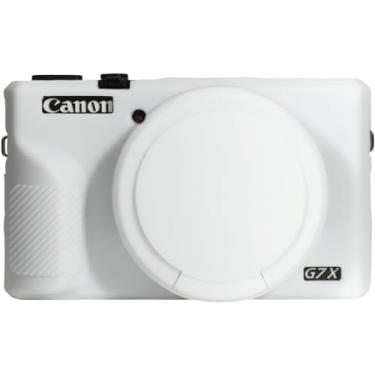 Imagem de AEXUTDA Capa Para Câmera Digital Canon Powershot G7X Mark Iii, De Silicone Câmera, Pele Macia E Antirriscos, Ajuste Fino, 3 Acessórios Com Tampa Lente Destacável - Branca