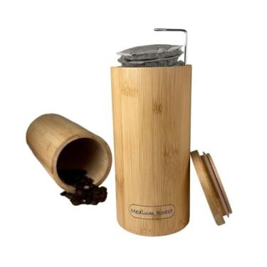 Imagem de 2Droids Recipiente Hermético De Bambu Para Cápsulas Café, Pastilhas, Pó E Grãos. Compatível Com Senseo, Hamilton Beach, Illy Outros Itens Despensa. [Pacote 1]