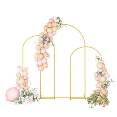 Imagem de UDEAR Conjunto De 3 Suportes Arco Metal Para Cenário (2,2 M/2 M/1,8 M), Kit Casamentos, Festas, Eventos, Plantas Trepadeiras, Cenários Fotos Chá Bebê, Dourado