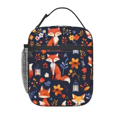 Imagem de ainori Lancheira reutilizável fofa de raposa para crianças, meninas, meninos, mulheres e adultos, lanternas isoladas, lancheira caprichosa, bolsa térmica de poliéster para escola, piquenique, trabalho