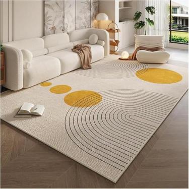 Imagem de Tapete de veludo cristalino simples estilo creme para sala de estar, mesa de centro, decoração de quarto, tapete para estudo e vestiário (120 x 200 cm, 47 x 79 polegadas/SJR-8)