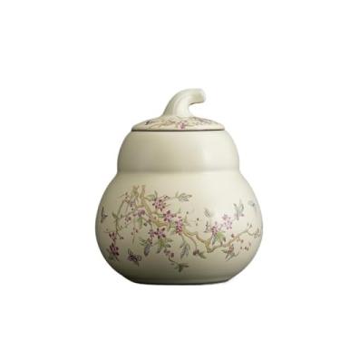 Imagem de LICONG-2019 Recipiente de chá Ru Kiln Vaso de chá de flor de glicínia Recipiente de vedação de cerâmica de alta qualidade para chá, café, ervas, açúcar, especiarias, lata de chá de nozes