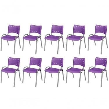 Imagem de Cadeira Iso Base Cinza, Igreja, Escola, Escritório -violeta Kit 10 Peças