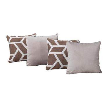 Imagem de Kit 4 Capas Almofada 40Cm X 40Cm Jacquard Estampada Suede - Ametista D