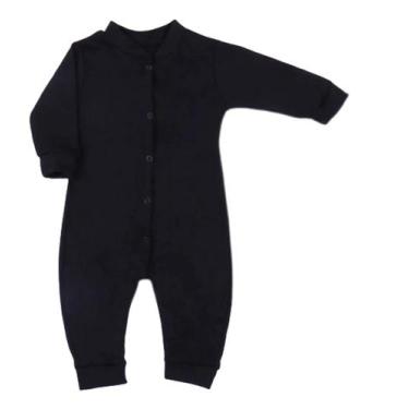 Imagem de Macacão Bebê Preto Malha de Algodão - Kadu Modas , P 0-3 meses