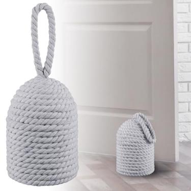 Imagem de MorningRo Batente decorativo de porta de corda batente de porta com alça 12 cm D x 29 cm A 2,4 kg Rolhas pesadas para janela cunha suporte de livro cunha para casa para manter aberta (cinza, 1 peça)