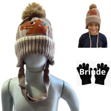 Imagem de Kit Touca Infantil menino Inverno Forrada Quentinha Luva Preta - 70P, 