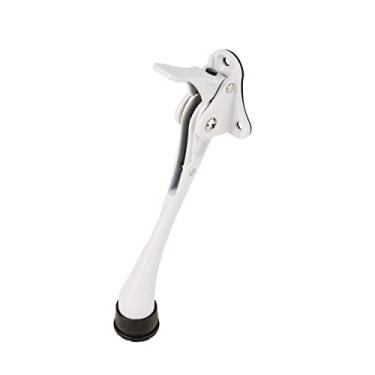 Imagem de CG PLUS Rolha de porta, rolha de porta de metal semiautomática de um toque, com ponta de borracha antiderrapante para pisos de madeira, concreto, azulejos e carpete (15,24 cm x 1 pacote, branco)