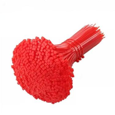 Imagem de Abraçadeiras de nylon autotraváveis para cabos, abraçadeiras para cabos, alça de fixação, enrolador de fios reutilizável para escritório doméstico, vermelho, 100 peças