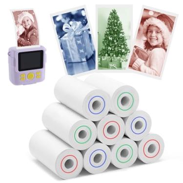 Imagem de 9 rolos de refil de rolo de papel para câmera infantil – vermelho verde azul, impressora fotográfica instantânea térmica para 4, 5, 6, 7, 8, 9, 10 anos, meninas, meninos, presentes de aniversário e