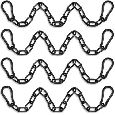 Imagem de Pacote com 4 correntes giratórias para pendurar com 8 mosquetões, 65 cm, capacidade de 299 kg, kit de ferragens de rede resistente para sacos de pancada, cadeiras de balanço, academia interna e