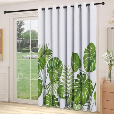 Imagem de Divisória de parede de cortina divisória de sala de folhas, natureza selva floresta tropical inspirada folhas folhagem planta redemoinhos imagem botânica, adequado para porta de vidro deslizante sala