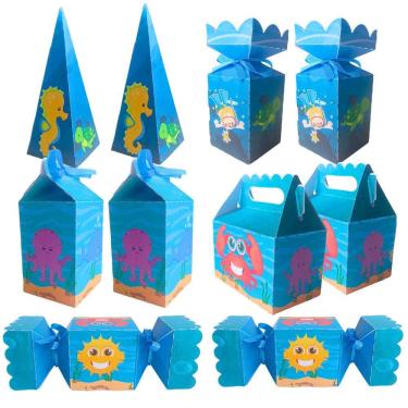 Imagem de Kit 50 Lembrancinhas Festa Infantil Decorativas Personalizadas Fundo do Mar Pool Party Piscina