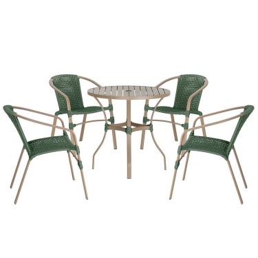 Imagem de 04 Cadeiras Floripa E Mesa Roma 100cm Fendi Trama Original Verde
