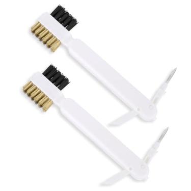 Imagem de Escova de limpeza de cozinha, 2 peças, escovas de arame de latão para fogão a gás profundo com cerdas rígidas e esfregão de fogão para exaustor de fogão, limpador de sujeira e ferrugem, pequenas