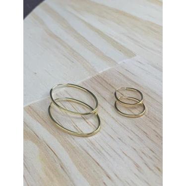 Imagem de Kit Brinco Oval Primeiro e Segundo Furo Ouro 18k - Casa das Joias Onli