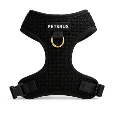 Imagem de Peitoral para cães de neoprene marrom marfim design de couro de cobra ajustável esportivo pequeno, médio grande animais de estimação respirável leve (preto boucle, PP: pescoço = 27-36 cm/peito = 36-49