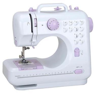 Imagem de Máquina de Costura Multifuncional Portátil Branca Kit de Costura e Agu