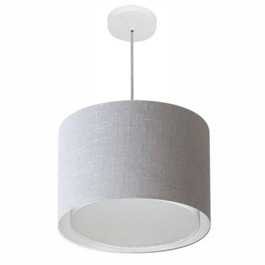 Imagem de Lustre Pendente Cilíndrico Duplo Md-4292 Cúpula em Tecido 40x30cm Rustico Cinza - Bivolt