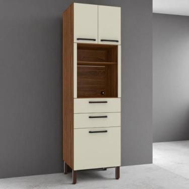 Imagem de Paneleiro Micro 2 Gaveteiro Ametista Nogueira Off White - Kits Paraná